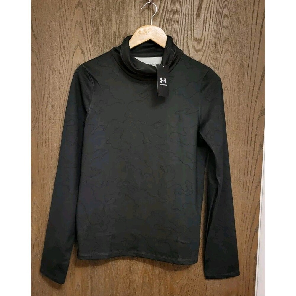 Women's Under Armour Camo Green Loose Fit CW Funnel Neck Top Size Small